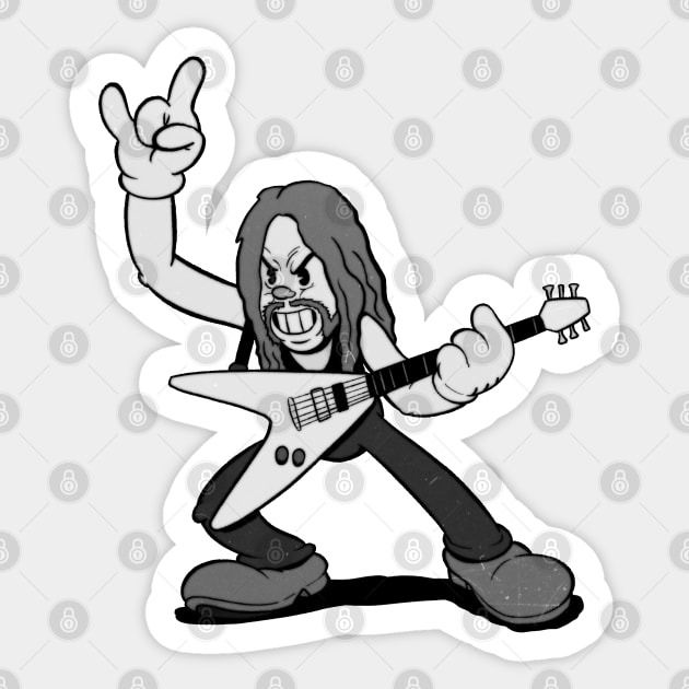 Metal singer in 1930s rubber hose cartoon cuphead style! Sticker by Kevcraven